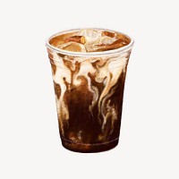 Iced latte coffee, morning beverage illustration