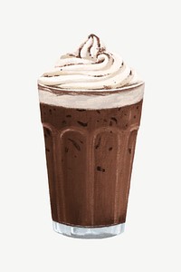 Iced chocolate, sweet beverage collage element psd