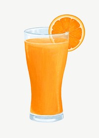 Orange juice, healthy drink collage element psd