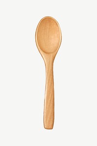 Wooden spoon cutlery collage element psd