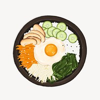 Korean bibimbap, Asian food illustration