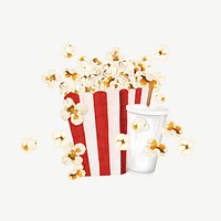 Popcorn movie snack collage element psd