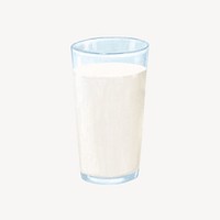 Glass of milk, dairy beverage illustration