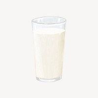 Glass of milk, dairy beverage illustration