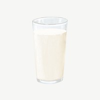 Glass of milk, dairy beverage collage element psd