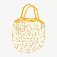 Yellow mesh grocery bag collage element psd