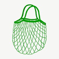 Green mesh grocery bag collage element psd