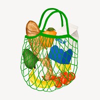 Healthy grocery bag, fruits & vegetable illustration
