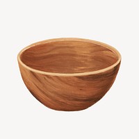 Wooden bowl, kitchenware illustration