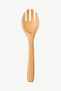 Wooden spork collage element psd