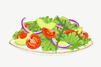 Healthy salad dish, diet food illustration psd