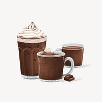 Chocolate drinks, sweet beverage illustration
