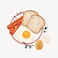 Breakfast dish, fried egg & bacon illustration