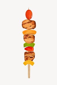 BBQ stick, food illustration