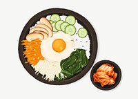 Korean bibimbap, Asian food collage element psd