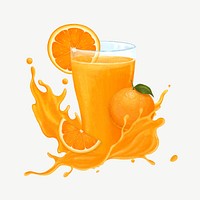 Orange juice splash, healthy drink collage element psd