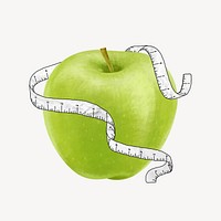 Apple tape measure, healthy food illustration