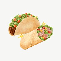 Taco and wrap, food collage element psd