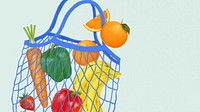 Fruit & vegetables computer wallpaper, grocery shopping bag illustration