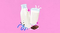 Glass of milk computer wallpaper, dairy drink illustration