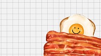 Fried egg toast computer wallpaper, bacon breakfast illustration