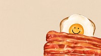Fried egg toast computer wallpaper, bacon breakfast illustration