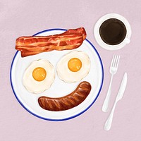 Smiling breakfast dish, food illustration