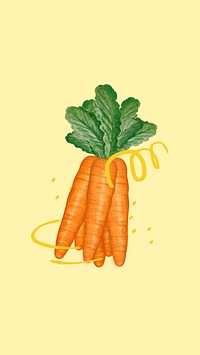 Cute carrot vegetable mobile wallpaper, healthy ingredient illustration