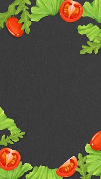 Salad vegetables frame phone wallpaper, black textured background