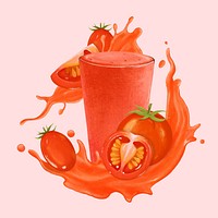 Tomato juice splash, healthy  drink illustration