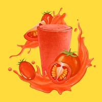 Tomato juice splash, healthy  drink illustration