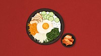 Korean bibimbap food desktop wallpaper, Asian cuisine illustration