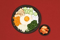 Korean bibimbap, Asian food illustration