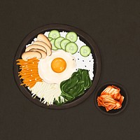 Korean bibimbap, Asian food illustration