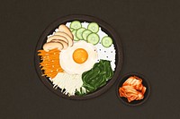 Korean bibimbap, Asian food illustration