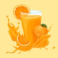 Orange juice splash, healthy  drink illustration