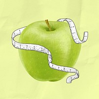 Apple tape measure, diet fruit illustration