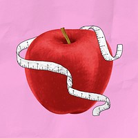 Apple tape measure, diet fruit illustration