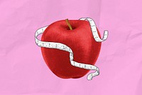 Apple tape measure, diet fruit illustration