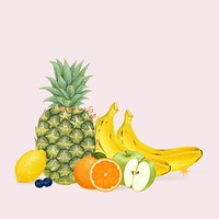 Variety of fruits, healthy food illustration