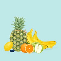 Variety of fruits, healthy food illustration