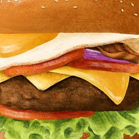 Homemade juicy burger background, fast food illustration