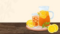 Iced lemon tea desktop wallpaper, drinks illustration