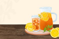 Iced lemon tea background, drinks illustration