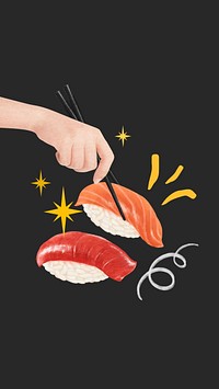 Salmon sushi mobile wallpaper, Japanese food illustration