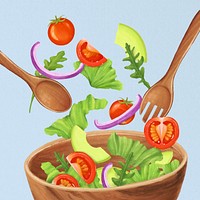 Healthy salad bowl, diet food illustration