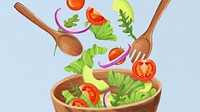 Healthy salad bowl computer wallpaper, food illustration