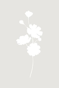 Daisy silhouette flower, botanical collage element psd