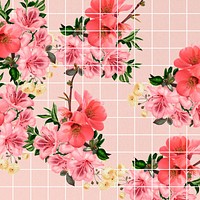 Chinese quince flower background, aesthetic grid design