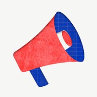 Red megaphone collage element psd